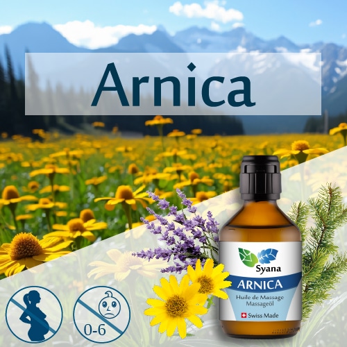 Bouteille huile de massage à l'arnica de la marque Syana