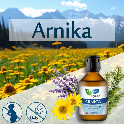 Bouteille huile de massage à l'arnica de la marque Syana